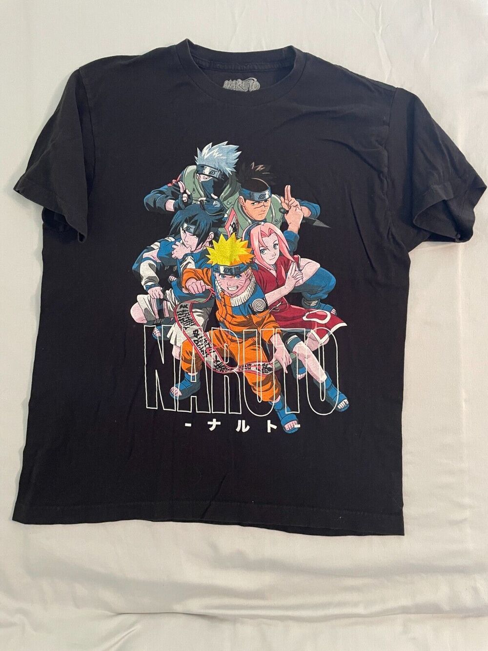 Naruto T Shirt Men Sz L Black Graphic 2002 Masashi Kishimoto Viz Media Y2K
